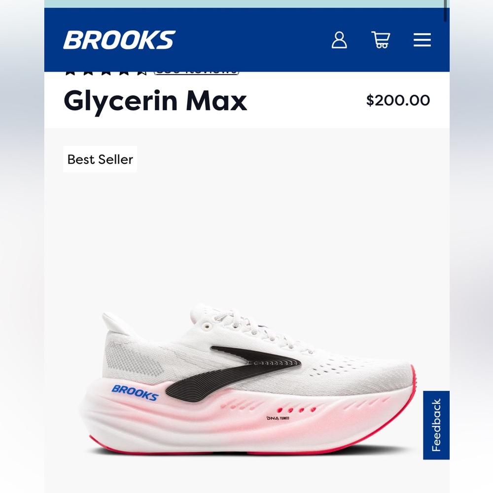 Brooks Glycerin Max White and Pink Athletic Shoes